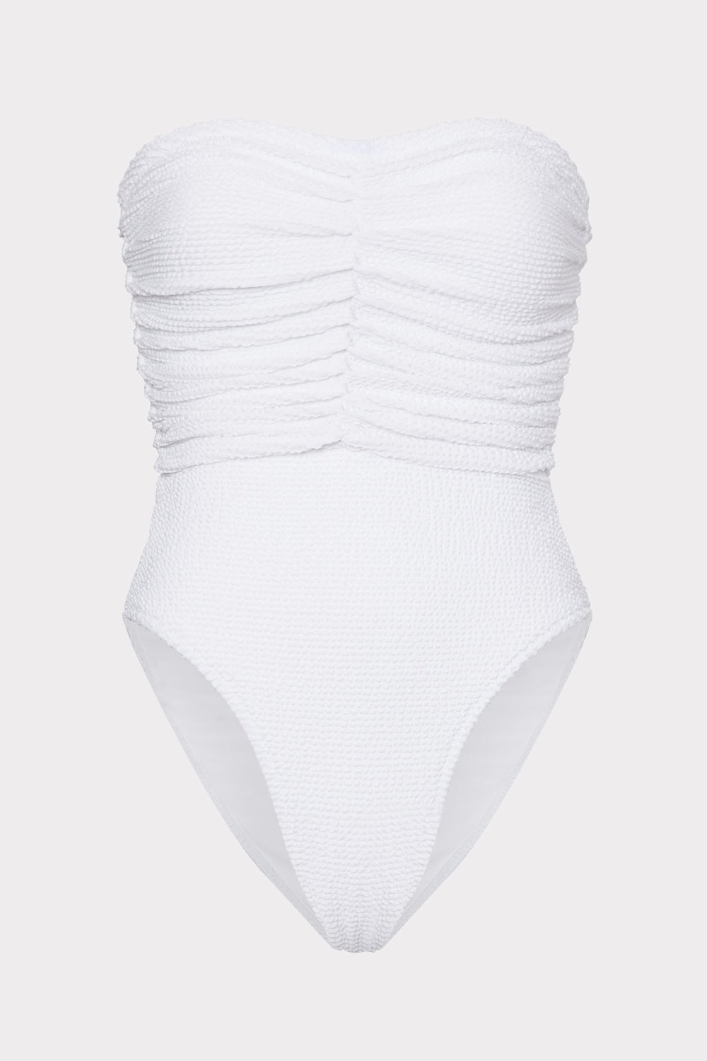 Textured Ruched One Piece - White