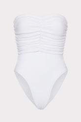 Textured Ruched One Piece - White