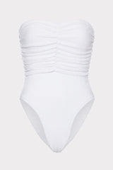 Textured Ruched One Piece - White