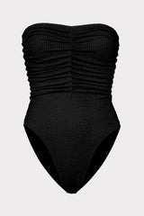 Textured Ruched One Piece - Black
