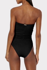 Textured Ruched One Piece - Black