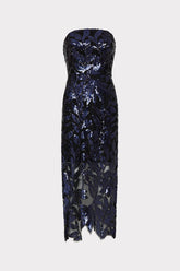 Kait Floral Sequins Dress - Navy