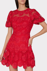 Yasmin Daisy Lace Dress - Red