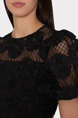 Yasmin Daisy Lace Dress - Black
