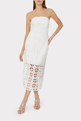 Kait Tile Lace Dress - White