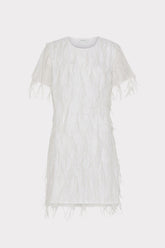 Rana Feather Dress - White