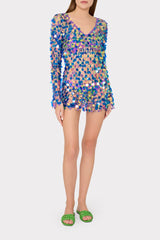 Sequin Crochet Mini Dress - Purple