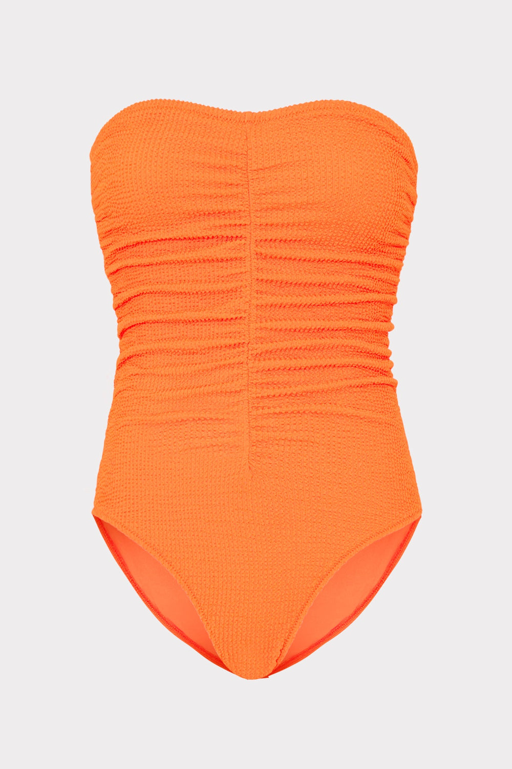 Textured Ruched One Piece - Neon Orange