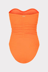 Textured Ruched One Piece - Neon Orange
