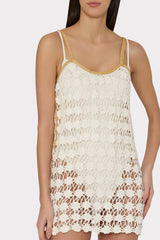 Floral Crochet Cami Mini Dress - Ecru