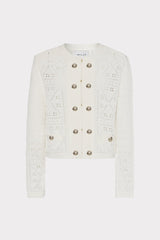 Bubble Pointelle Knit Jacket - Ecru