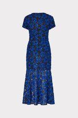 Tahlia Tulle Embroidery Dress - Cobalt/Black