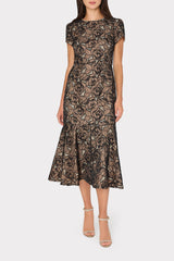 Tahlia Rose Mesh Embroidered Dress - Black
