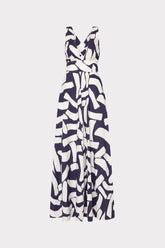 Catarina Graphic Brushstroke Maxi Dress - Navy/Ecru
