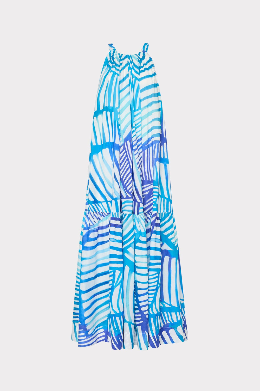 Abstract Blue Tropics Maxi Cover-Up Dress - Blue Multi