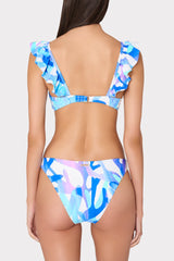 Italian Under The Sea Ruffle Bikini Top - Blue Multi