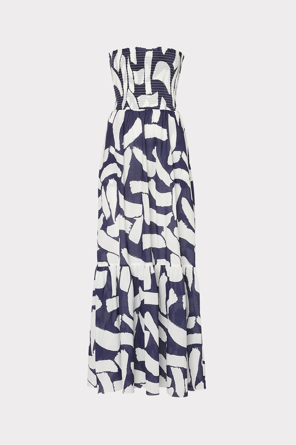 Olen Graphic Brushstroke Strapless Maxi Dress - Navy/Ecru