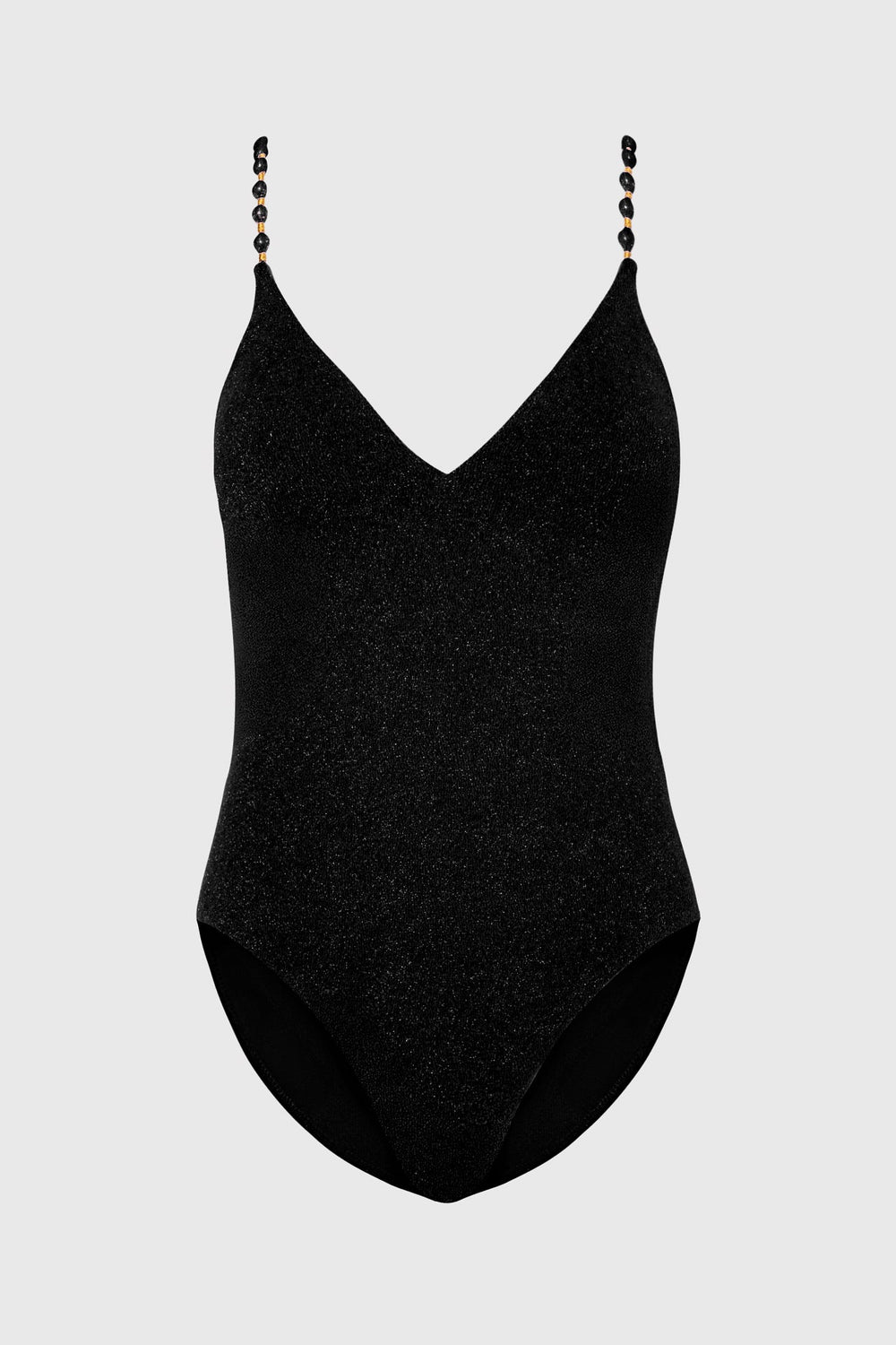 Cannes Beaded Strap One Piece - Black/Gold
