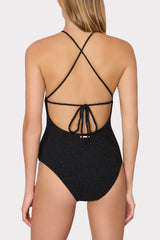 Cannes Beaded Strap One Piece - Black/Gold