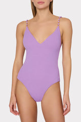 Cannes Beaded Strap One Piece - Purple