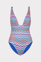 Ana Barcelona Metallic Chevron One Piece - Blue Multi