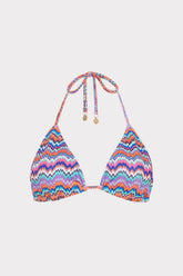 Barcelona Metallic Chevron Triangle Bikini Top - Blue Multi