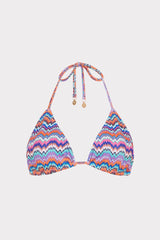 Barcelona Metallic Chevron Triangle Bikini Top - Blue Multi