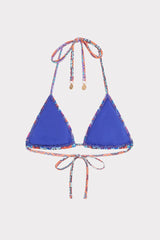 Barcelona Metallic Chevron Triangle Bikini Top - Blue Multi