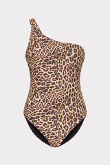 Leopard One Shoulder One Piece - Multi
