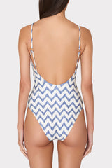 Grace Barcelona Chevron One Piece - White/Blue