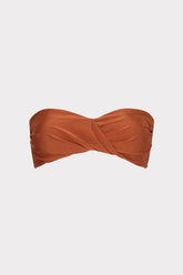 Soleil Gloss Twist Bandeau Top - Copper