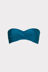 Soleil Gloss Twist Bandeau Top - Dark Teal