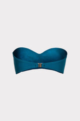 Soleil Gloss Twist Bandeau Top - Dark Teal