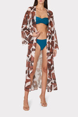 Vince Ocean Puzzle Chiffon Cover-Up Dress - Brown Multi