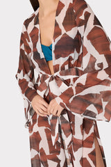 Vince Ocean Puzzle Chiffon Cover-Up Dress - Brown Multi