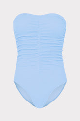 Textured Ruched One Piece - Light Blue