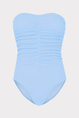 Textured Ruched One Piece - Light Blue