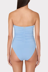 Textured Ruched One Piece - Light Blue