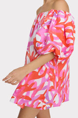 Jamie Under The Sea Off The Shoulder Mini Dress - Pink Multi