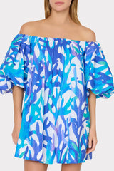 Jamie Under The Sea Off The Shoulder Mini Dress - Blue Multi