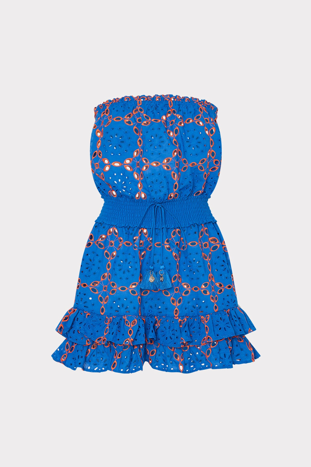 Verity Two Tone Geo Eyelet Cover-Up Dress - Cobalt/Coral