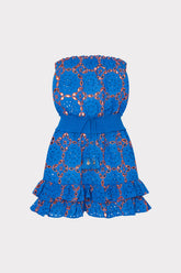 Verity Two Tone Geo Eyelet Cover-Up Dress - Cobalt/Coral