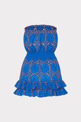 Verity Two Tone Geo Eyelet Cover-Up Dress - Cobalt/Coral