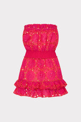 Verity Two Tone Geo Eyelet Cover-Up Dress - Pink/Coral