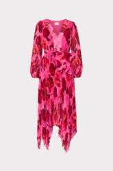 Liora Blurred Blossom Pleated Dress - Pink Multi