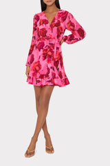 Liv Blurred Blossom Pleated Dress - Pink Multi