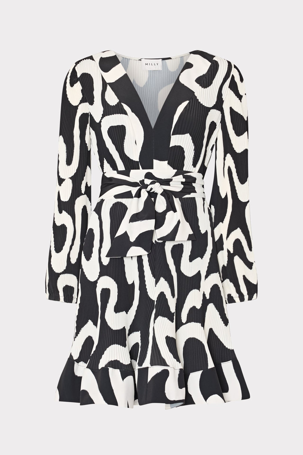 Liv Ink Swirl Pleated Dress - Black/White