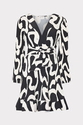 Liv Ink Swirl Pleated Dress - Black/White
