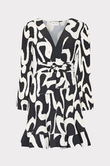 Liv Ink Swirl Pleated Dress - Black/White