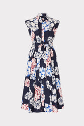 Jules Printed Poplin Midi Dress - Navy Multi